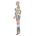 Summer Printed One-Shoulder Jumpsuit Plus-Size Women Clothing